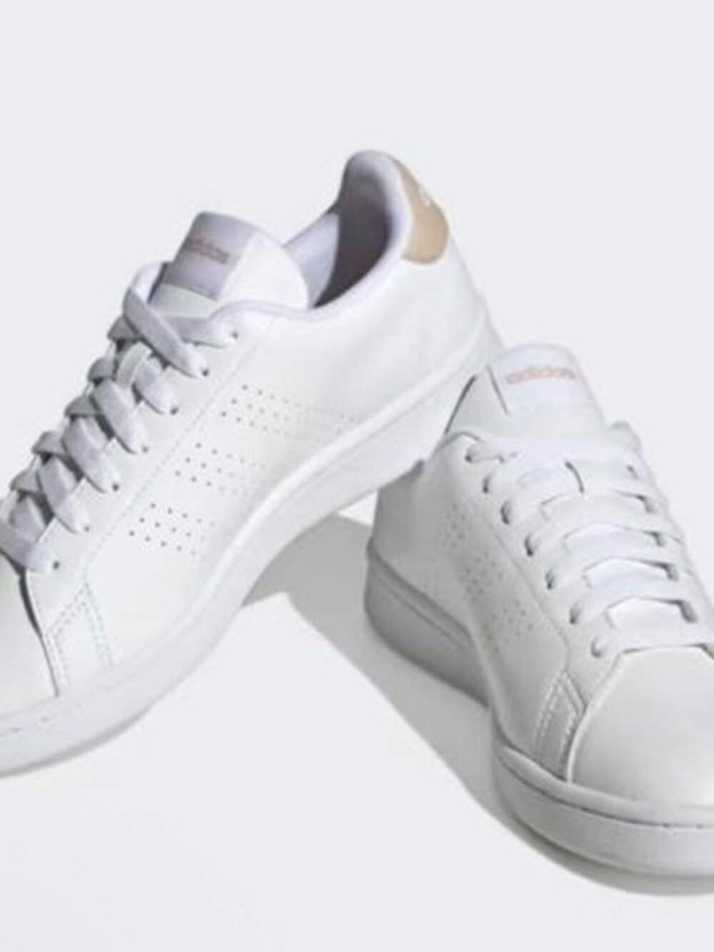 White & Taupe Adidas Advantage Sneakers - Picture 2 of 9